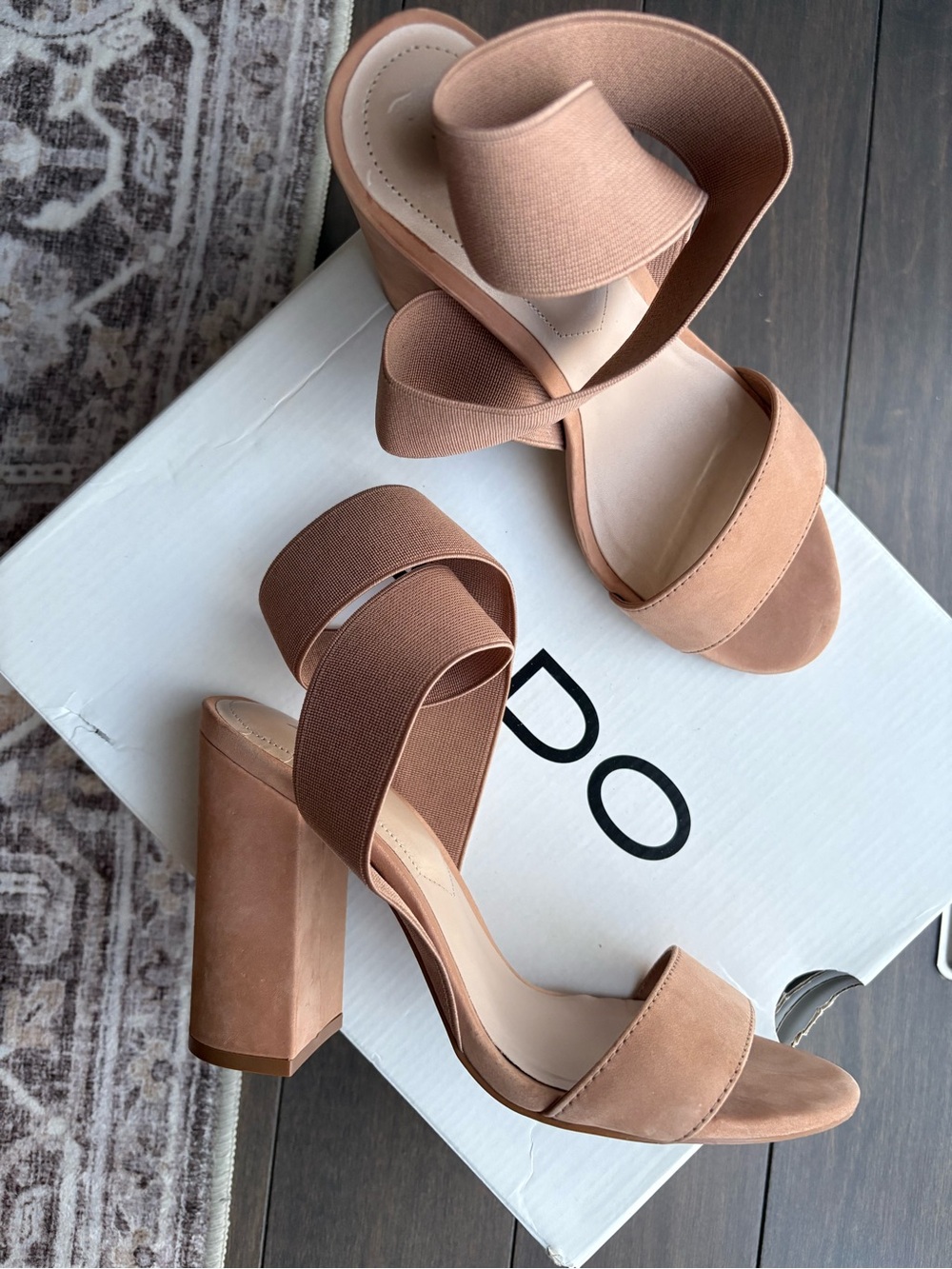 Women's Neutral Tan Block Heel Sandals